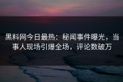 黑料网今日最热：秘闻事件曝光，当事人现场引爆全场，评论数破万