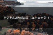 社区热帖原形毕露，真相太意外了