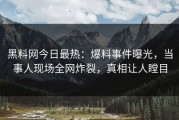 黑料网今日最热：爆料事件曝光，当事人现场全网炸裂，真相让人瞠目