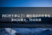 网红终于承认了！爆料背后的故事在黑料网曝光，持续刷屏