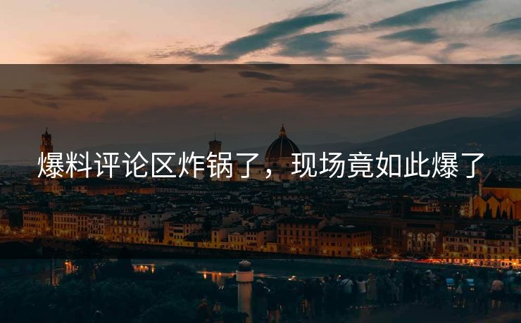 爆料评论区炸锅了，现场竟如此爆了