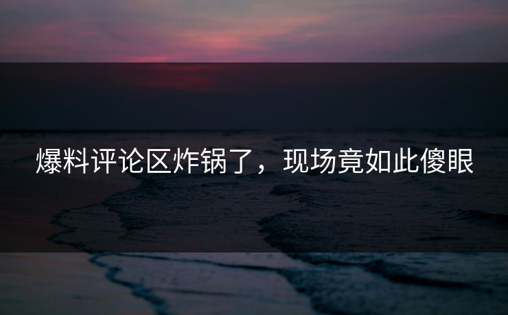 爆料评论区炸锅了，现场竟如此傻眼