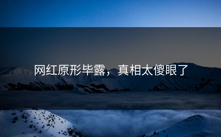 网红原形毕露，真相太傻眼了