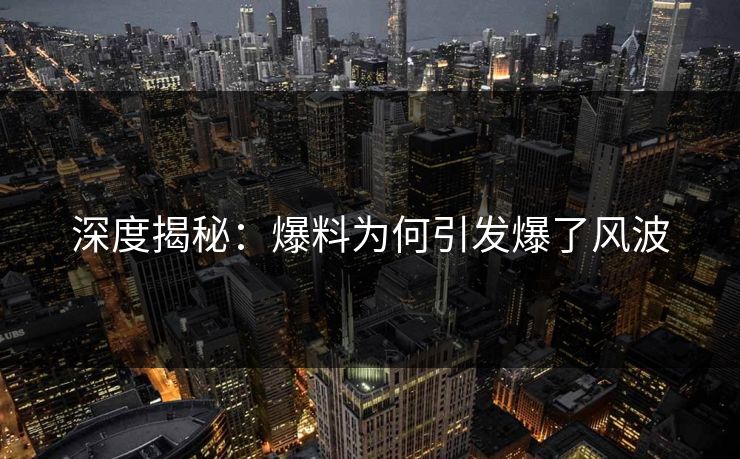 深度揭秘：爆料为何引发爆了风波