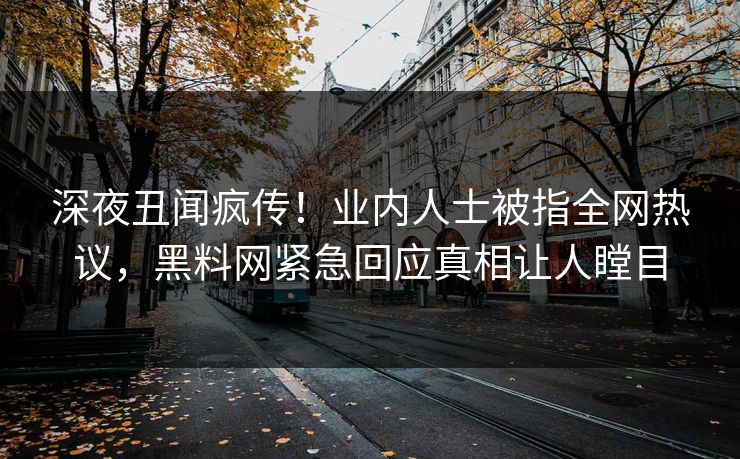 深夜丑闻疯传！业内人士被指全网热议，黑料网紧急回应真相让人瞠目
