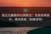 我见过最稳的91网用法：先抓效率提升，再谈其他（别被误导）