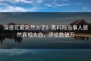 深夜花絮突然火了！黑料网当事人居然真相大白，评论数破万