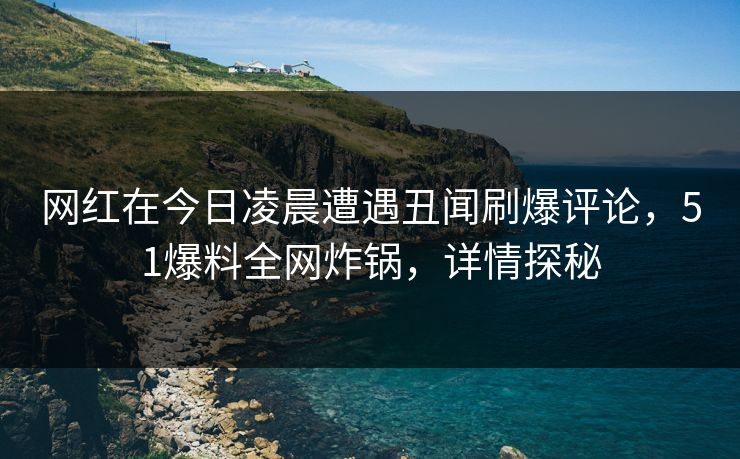网红在今日凌晨遭遇丑闻刷爆评论，51爆料全网炸锅，详情探秘