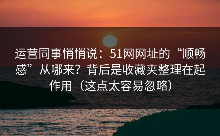 运营同事悄悄说:51网网址的“顺畅感”从哪来?背后是收藏夹整理在起作用(这点太容易忽略) 运营同事悄悄说:51网网址的“顺畅感”从哪来?背后是收藏夹整理在起作用(这点太容易忽略)